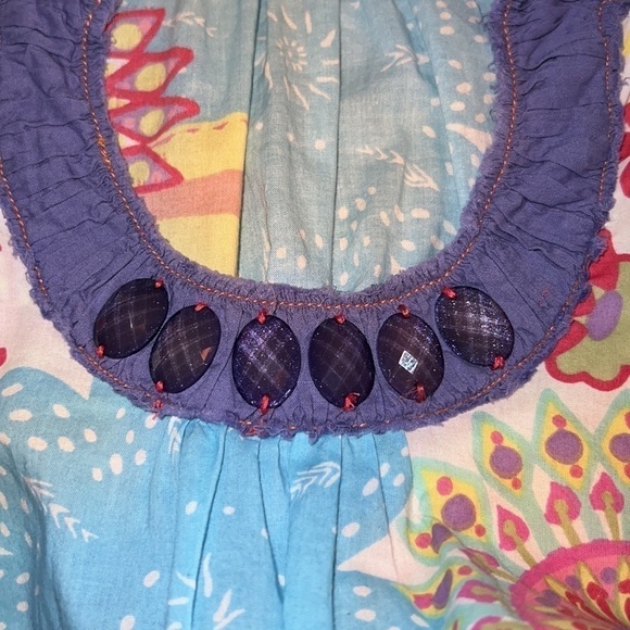 Boden Floral Cotton Tunic Swim Coverup With Beaded Neckline Size‎ 12 - Picture 6 of 8